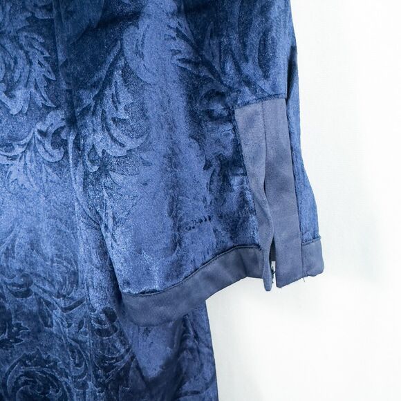 Avon Embossed Velvet 3/4 Sleeve Tunic Top Womens Large Blue Elegant Whimsigoth - Picture 8 of 14